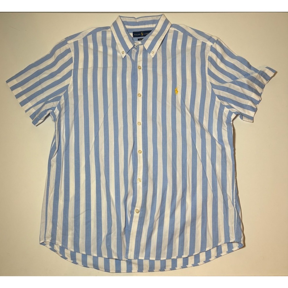 Ralph Lauren Polo Men's Blue/White Striped Button Down Shirt | Large